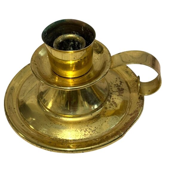 Brass Antique Weighted Chamber Stick Candle Holder - Picture 5 of 6